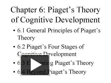 PPT Chapter 6 Piagets Theory Of Cognitive Development PowerPoint