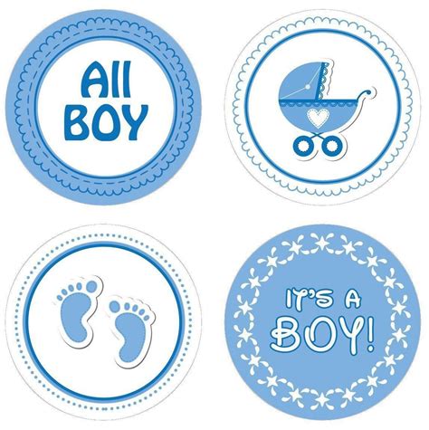 Blue Its A Boy Baby Shower Round Label Stickers Baby Shower Stickers