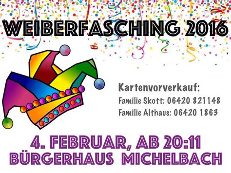 Weiberfasching Marburg Michelbach Veranstaltung Freizeit Mittelhessen