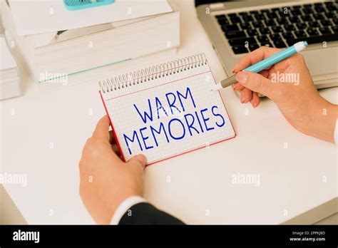 Conceptual display Warm Memories. Concept meaning reminiscing the