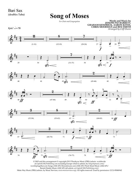 Song Of Moses Choral Anthem Satb Bari Sax Sheet Music Pdf Lifeway