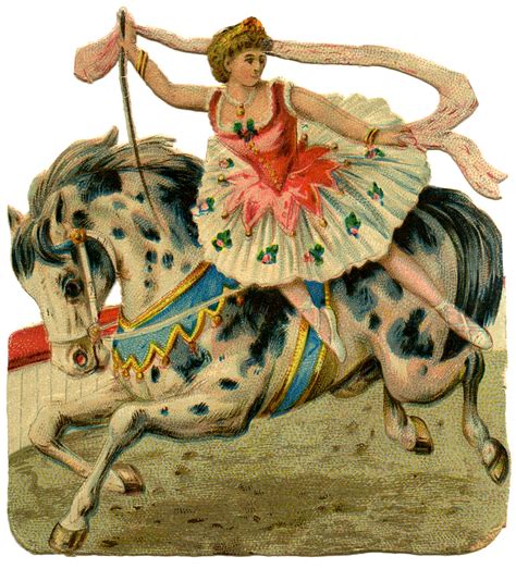Vintage Graphic Circus Girl On Horse The Graphics Fairy