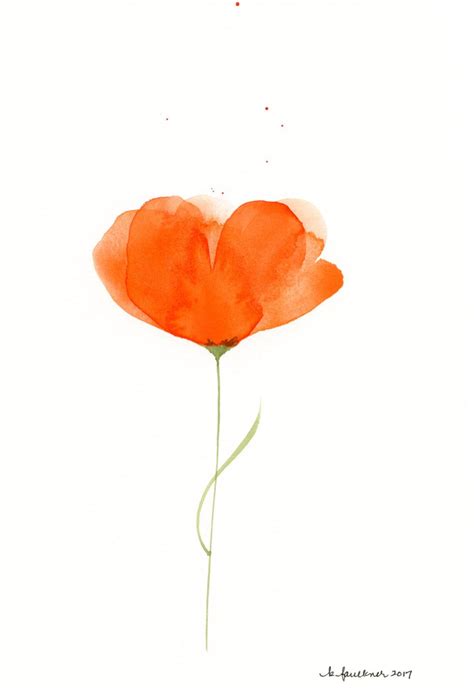 Watercolor Flowers Original Watercolor Painting Of An Orange Etsy