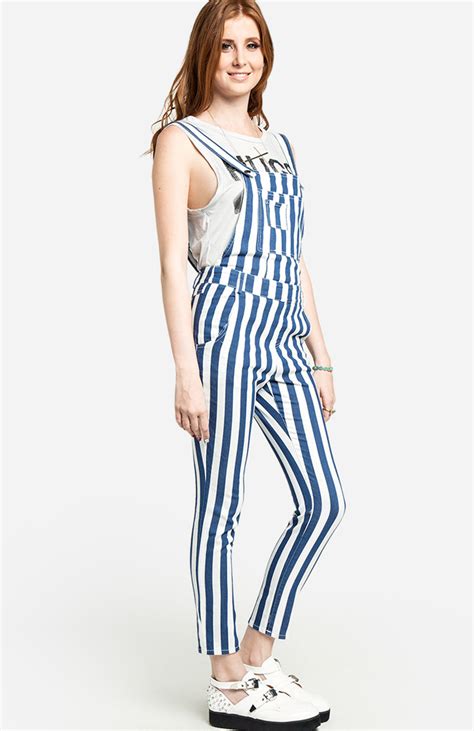 Striped Railroad Overalls In Navy Dailylook