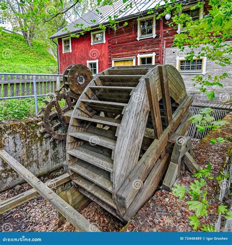 Water Wheel With Wooden Gears Stock Image Image Of Mill Stream 73448489