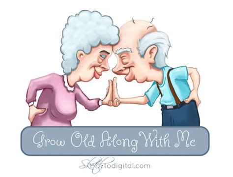 Grandpa And Grandma Touching Foreheads Illustration Sketch To Digital
