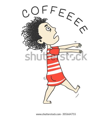 Sleeping Girl Zombie Going Coffee Hand Stock Vector Royalty Free