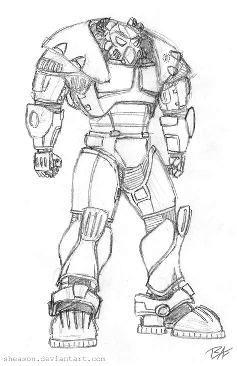 Enclave Remnants Power Armor Redesign Sketch By Sheason On Deviantart