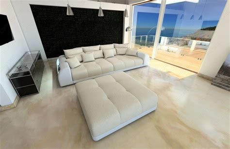 Dual recliner sofa perfect for the living room, family room or basement; XXL Big Sectional Sofa Bed MIAMI with LED Lights RGB ...