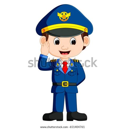 Cute Happy Airplane Pilot Waving Stock Illustration 651404761
