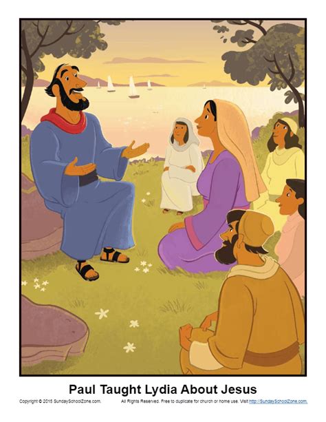 Paul Taught Lydia About Jesus Story Illustration