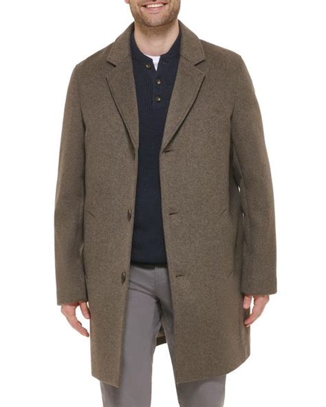 Cole Haan Classic Wool Blend Plush Notched Collar Coat In Truffle At