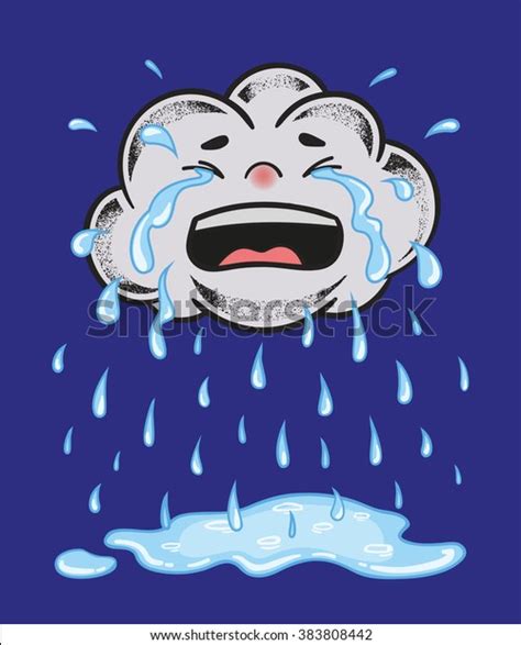 Cartoon Crying Cloud Tears Like Rain Stock Vector Royalty Free