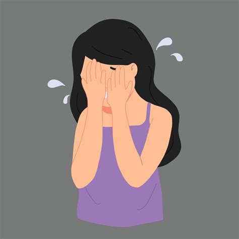 a girl crying covering her face with both hand illustration 7102859 vector art at vecteezy