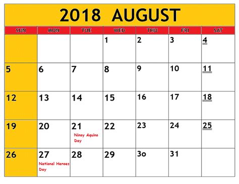Maybe you would like to learn more about one of these? August Calendar 2018 Philippines - Free Printable Template