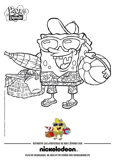 Spongebob At The Beach Coloring Pages