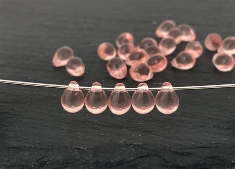 Bulk Small Pink Teardrop Beads X Czech Glass Teardrop Etsy