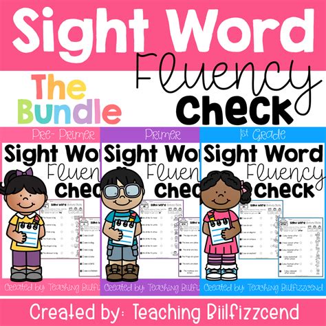 Kindergarten Sight Word Fluency Check Pre Primer Primer First Grade