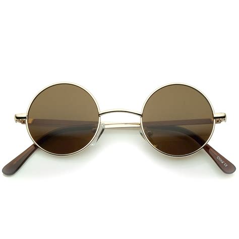 Sunglassla Unisex Small Retro Lennon Inspired Style Neutral Colored Lens Round Metal Sunglasses