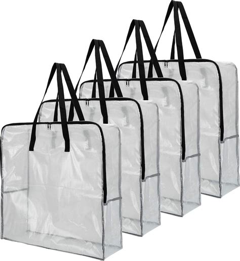Fasmov 4 Pack Oversized Clear Storage Bag With Strong
