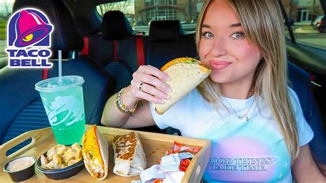 Taco Bell Mukbang Cheesy Gordita Crunch Tacos Fiesta Potatoes And More Youtube