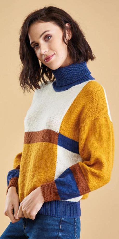 Colour Block Sweater Knitting Patterns Lets Knit Magazine Color Block Sweater Pattern