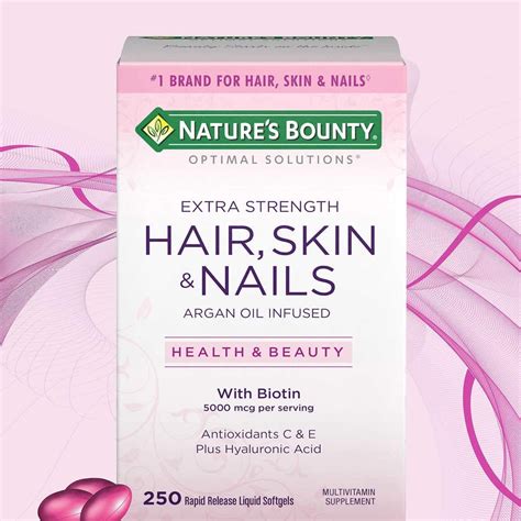 Hair Skin And Nails 5000 Mcg Biotina 250cps Natures Bount Frete Grátis