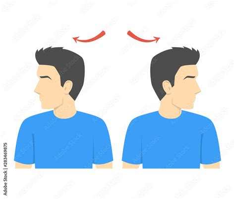 Neck Rotation Exercise Turning Head Left And Right Stock Vector