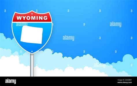 Wyoming Map On Road Sign Welcome To State Of Woming Vector