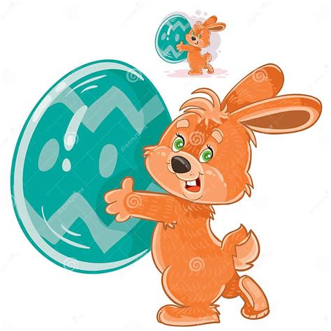 Vector Easter Bunny Holding A Decorated Egg In Its Paws Stock Vector