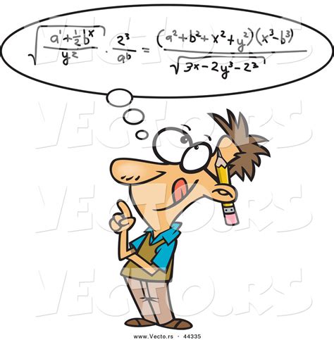 Vector Of A Smart Cartoon Man Figuring Out A Complicated Math Equation