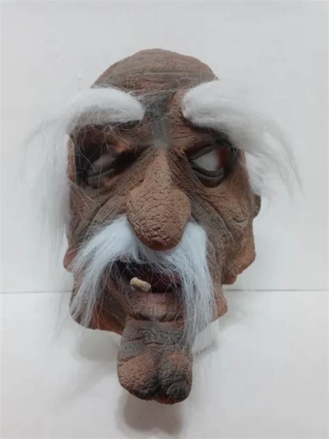 Retro Halloween Old Man Witch Mask Wrinkled Scary Grandpa Latex Cosplay