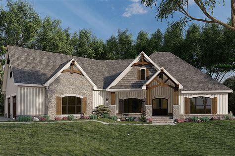 Mountain Craftsman House Plan With Angled 3 Car Garage 70684mk