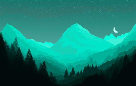 Minimalist Forest Wallpaper Mountains Trees Forest 3d Minimalism