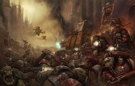 Wallpaper Battle Space Marine Warhammer 40000 Orks Orc Space