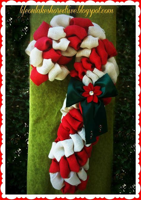 Burlap Candy Cane Wreath Tutorial Using Pool Noodle Christmas Crafts