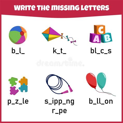 Write The Missing Letter. Worksheet For Education. Fill In The Missing Letter. Stock Vector ...