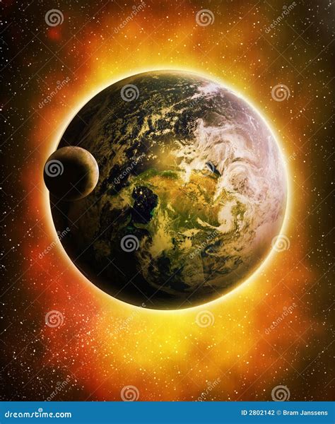 Moon And Earth Stock Illustration Illustration Of Universe 2802142