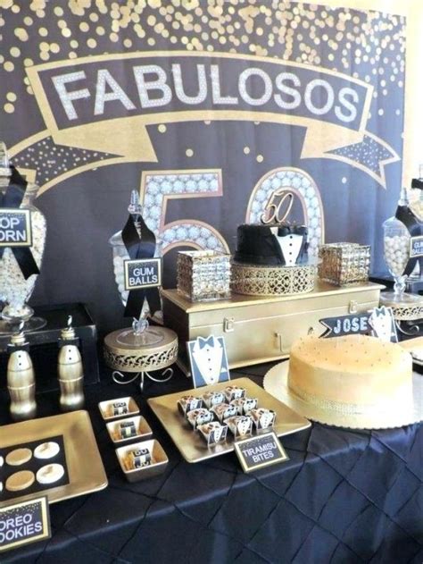 Black And Gold Birthday Theme With Small Tuxedo Decorations And