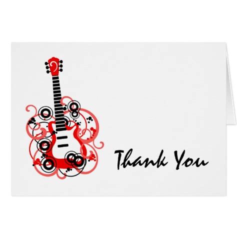 Rock Star Guitar Red Black Thank You Card Zazzle