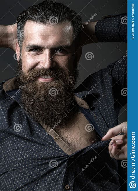 Beard Macho Man Handsome Male Bearded Perfume Concept Stock Photo