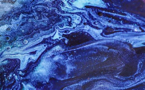Download Wallpaper 1440x900 Paint Stains Fluid Art Abstraction Blue