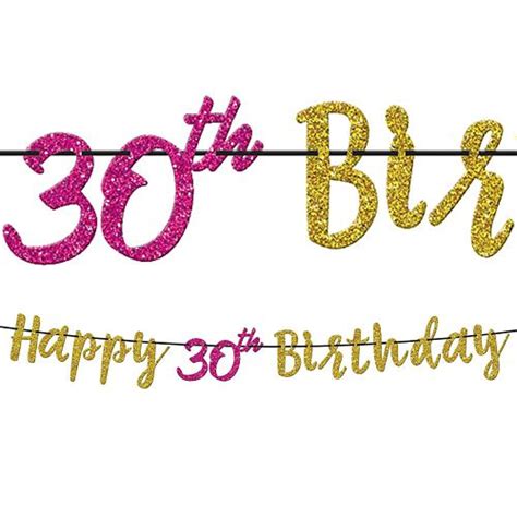 Glitter 30th Birthday Letter Banner Pink And Gold Party City