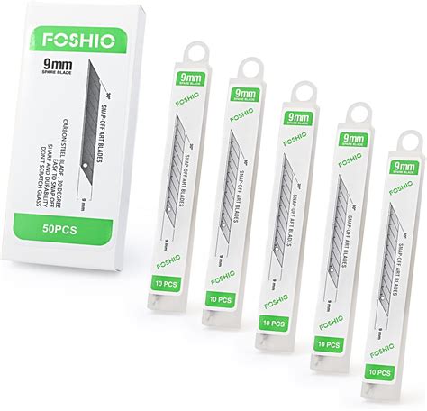 Foshio 50 Pack 30 Degree Snap Off Blades 9mm Universal Utility Knives
