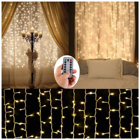 Battery Operated Curtain String Light300 Led Remote8 Modetimer98