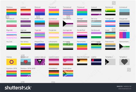 Stock vektor Lgbt Symbols Flat Pride Flags List bez autorských
