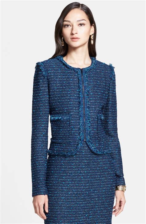 The classic silhouettes and impeccable fit has drawn the brand fans that range. St. John Collection Bouclé Tweed Knit Jacket with Shredded ...