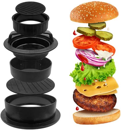Th Stuffed Burger Press 3 In 1 Non Stick Patty Maker Different Size Molds And Sticking Coating