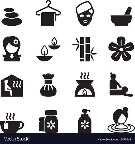 Spa Beauty Healthy Massage Icons Set 2 Royalty Free Vector