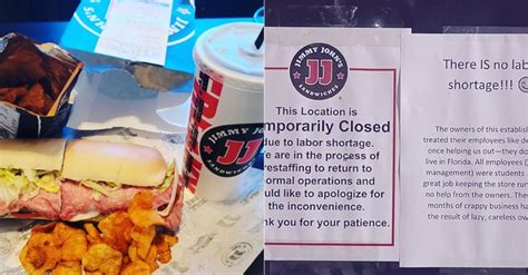 Employee Note Posted On Jimmy Johns Store Refuting Owners Claims Goes